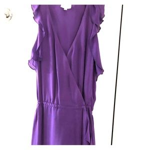 Purple Parker XS Silk Wrap Mini Dress